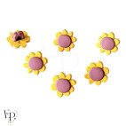 Boutons à queue Fleur Jaune Lilas 12 mm