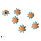 Boutons à queue Fleur Bleu Orange 12 mm