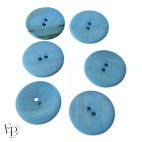 Boutons Nacre Bleu gravé Fleur 28 mm - face et dos