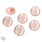 Boutons à queue Fleur Rose Blanc émaillés à la main 12 mm - face et dos
