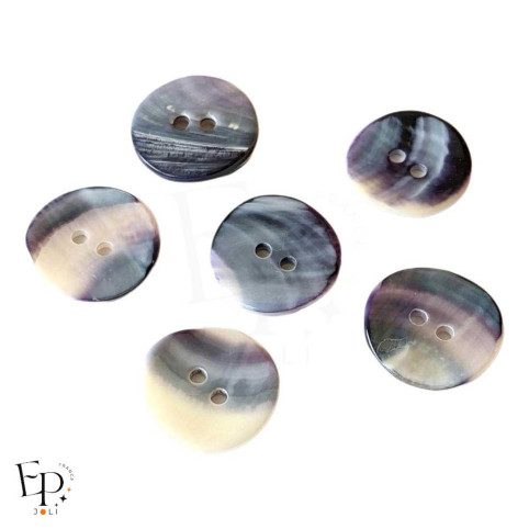 Boutons Nacre naturelle Bleu et ivoire 22 mm - Face et dos