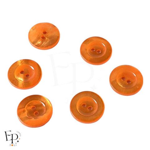 Boutons Nacre Orange 15 mm - Face et dos