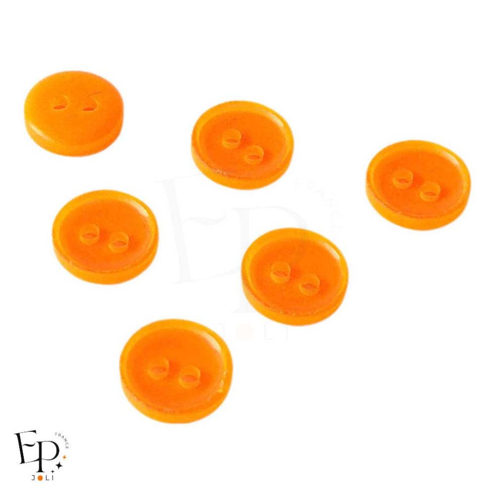 Boutons Orange Fluo 10 mm - Face et dos