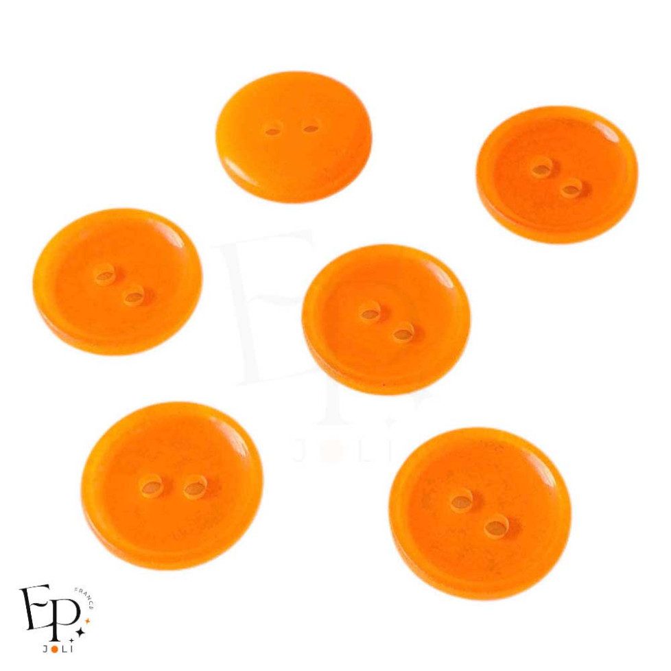 Boutons Orange Fluo 18 mm - Face et dos