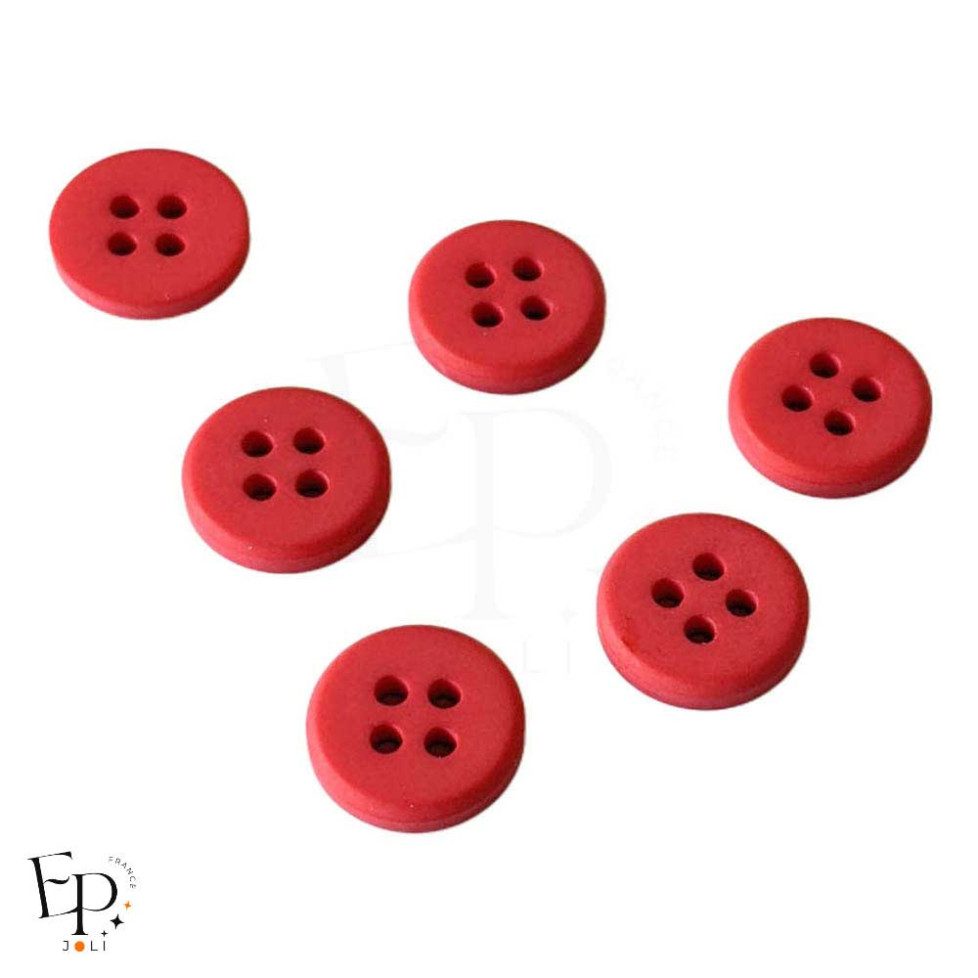 Boutons Rouge Coquelicot 12 mm - Face et dos