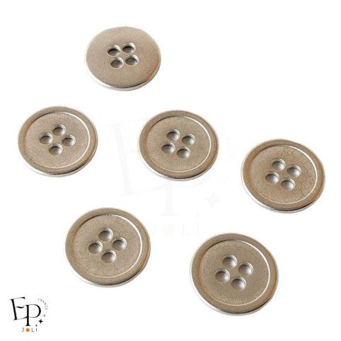 Boutons Métallisés Argent 15 mm - Face et dos