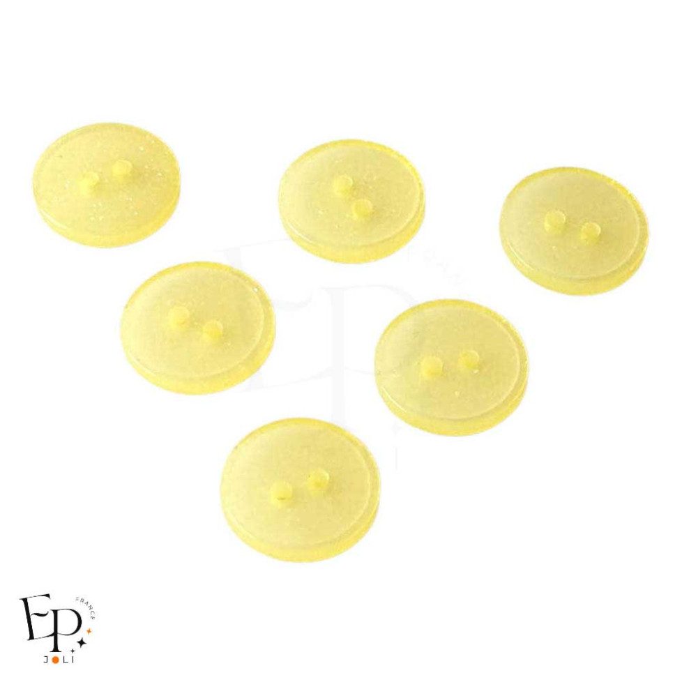 Boutons Jaune Paillettes 10 mm - Face et dos