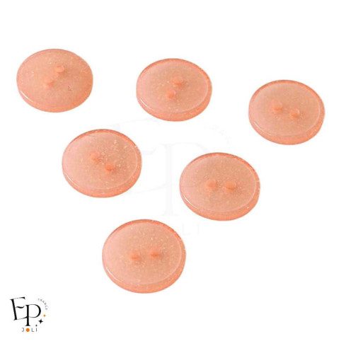 Boutons Rose Pêche Paillettes 10 mm - Face et dos