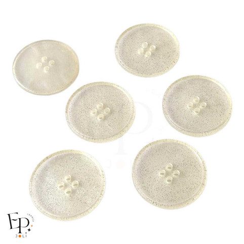 Boutons translucides Paillettes Argentées 20 mm - Face et dos