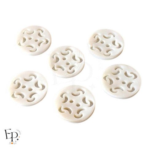 Boutons Nacre Croissants de lune 20 mm - Face et dos