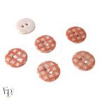 Boutons Nacre Gravure géométrique Orange corail 20 mm - Face et dos