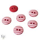 Boutons Rayures Rouge Blanc 12 mm - Face et dos