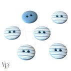 Boutons Rayures Bleu clair Blanc 12 mm - Face et dos