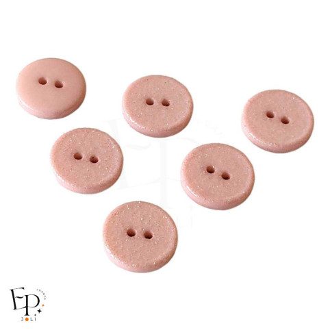 Boutons Vieux Rose Paillettes Arc-en-ciel 10 mm - Face et dos