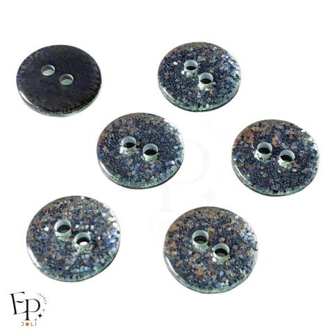 Boutons Paillettes Argent Bleuté 12 mm - Face et dos