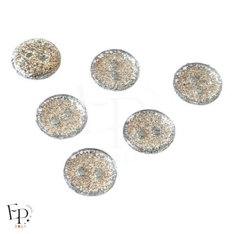 Boutons Paillettes Argent 10 mm - Face et dos