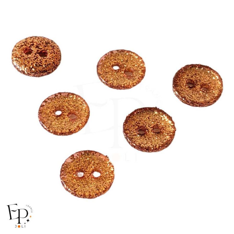 Boutons Paillettes Orange 10 mm - Face et dos