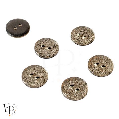 Boutons Paillettes Marron clair 12 mm - Face et dos